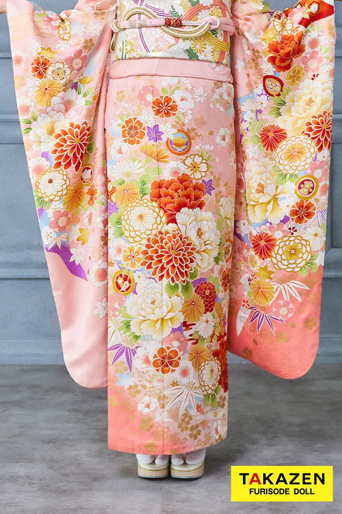 TAKAZENのレンタル振袖 安い！正統派古典　ピンク　菊柄　かわいい　はんなり　上品　おしとやか【通販可】32171