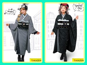 レトロ　振袖　TAKAZEN