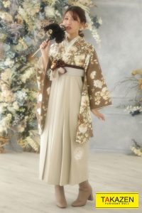 袴 可愛い ゆるふわ くすみカラー 茶色 ブラウン