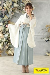 可愛い 袴 白 くすみカラー