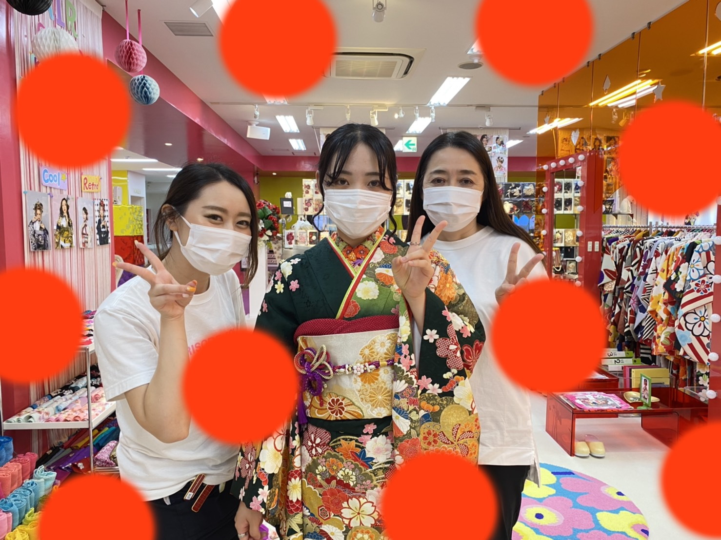 【TAKAZEN神戸店】♡20日 緑の古典柄のお振袖をオシャレにコーディネート♡振袖姫ちゃん♡