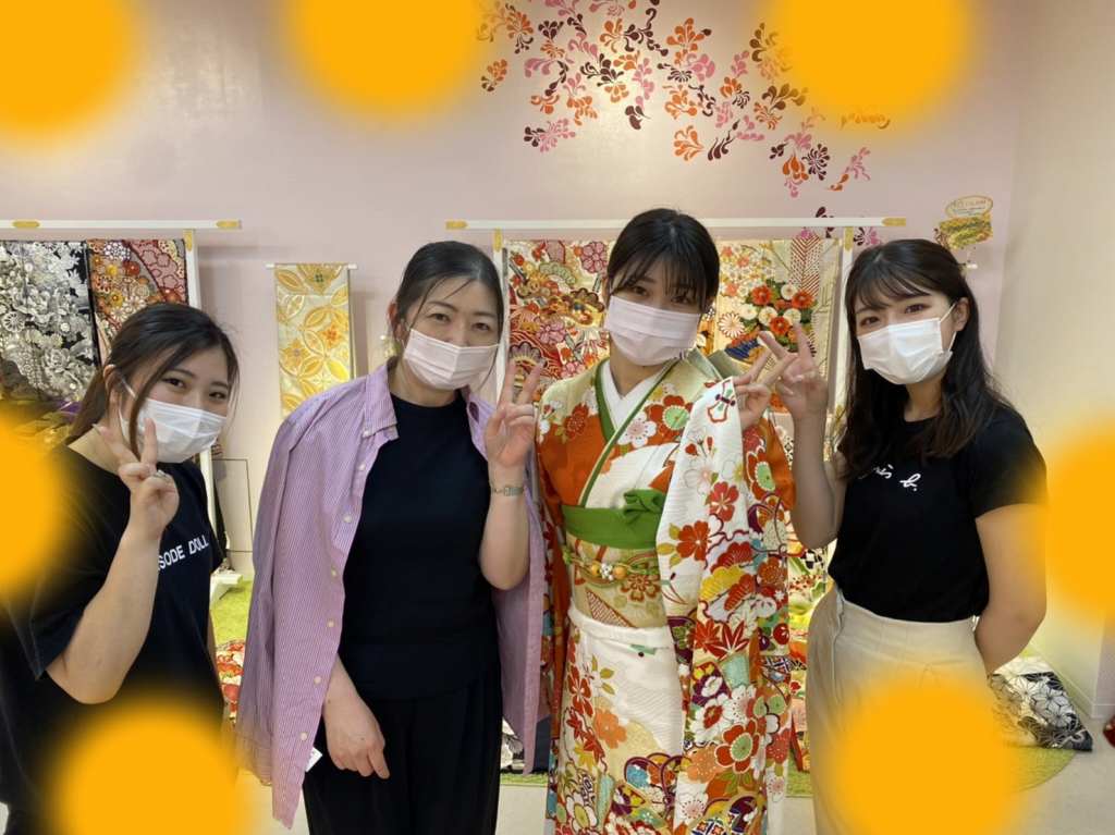 TAKAZEN タカゼン 振袖 成人式 レンタル 古典柄 オレンジ