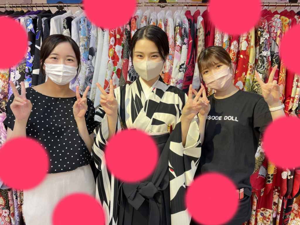 【TAKAZEN神戸店】♡10日 卒業式の袴☆モノトーンで個性的に♬鶴柄のオシャレ袴姫ちゃん♡