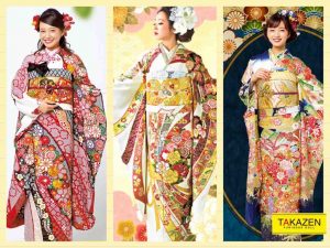 TAKAZEN　タカゼン　派手　豪華　上品　高級　古典　白　青　赤　振袖　成人式　レンタル