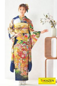 振袖 可愛い 古典 紺