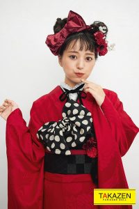 振袖 可愛い 赤 無地 レトロ
