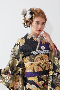 紫 和柄 渋い かっこいい 成人式 振袖