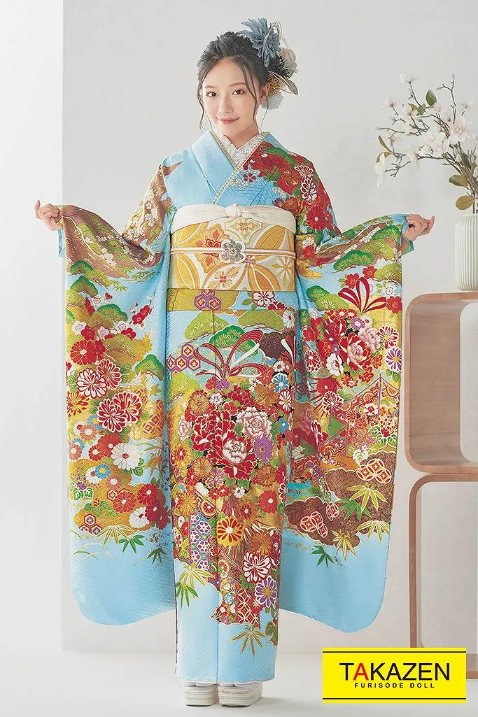 振袖 可愛い 古典柄 成人式 レンタル 水色