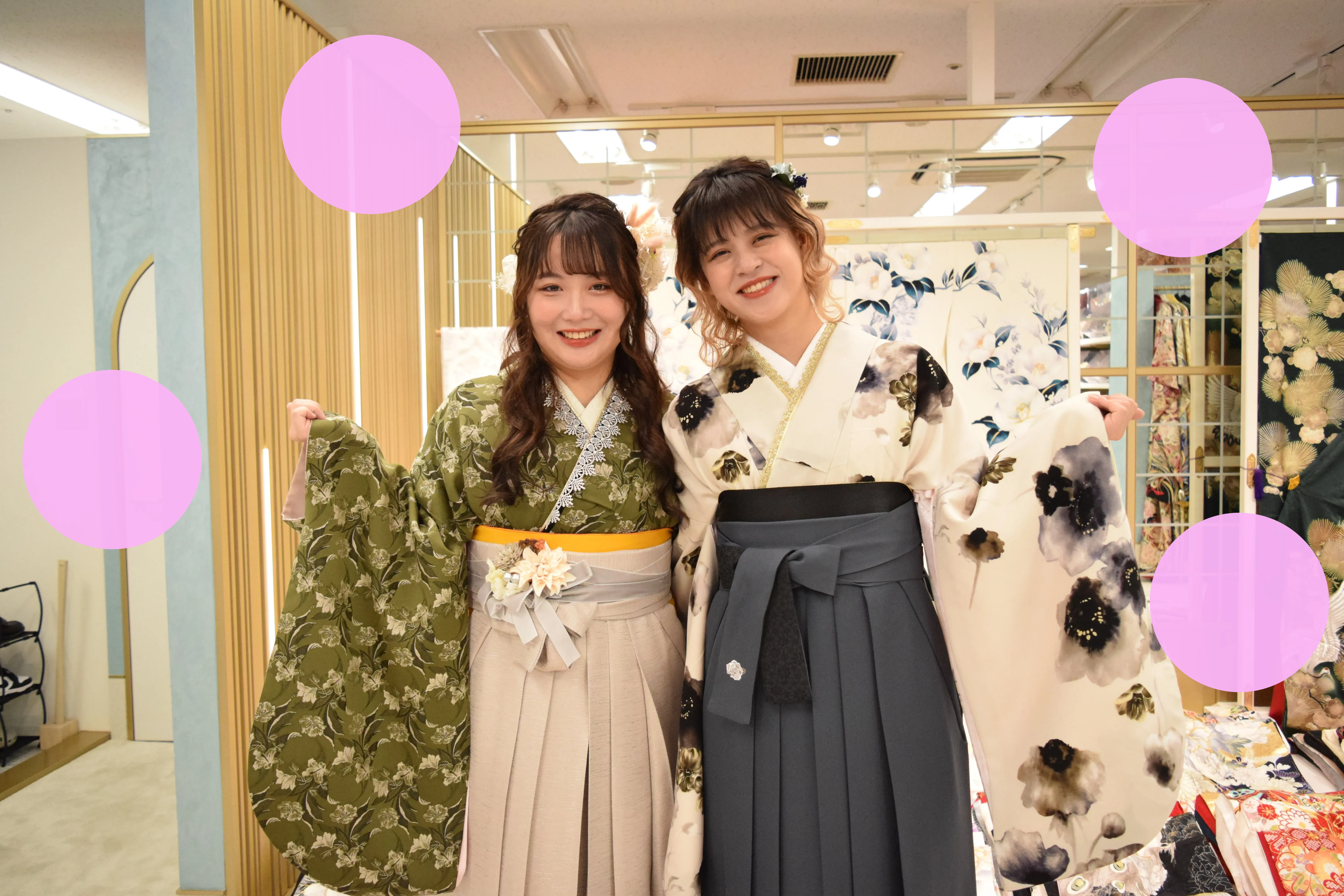 袴　前撮り　友達同士　袴レンタル　なんば　卒業