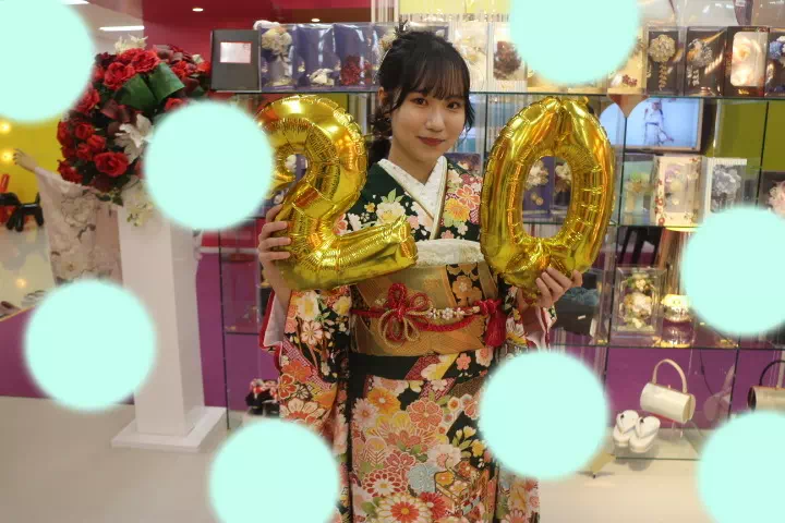 TAKAZEN神戸店古典　緑　成人式　前撮り　　前撮り撮影会　イマドキ　カワイイ　コディネート　振袖　レンタル　袴　