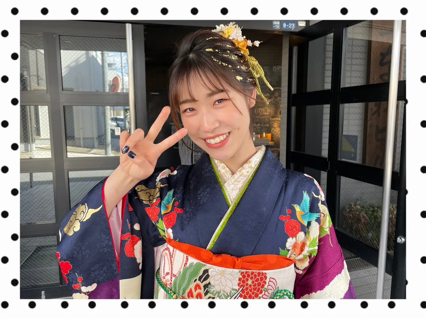 振袖 レンタル 奈良 人気 かわいい 前撮り撮影会 成人式前撮り レトロ古典 ネイビー
