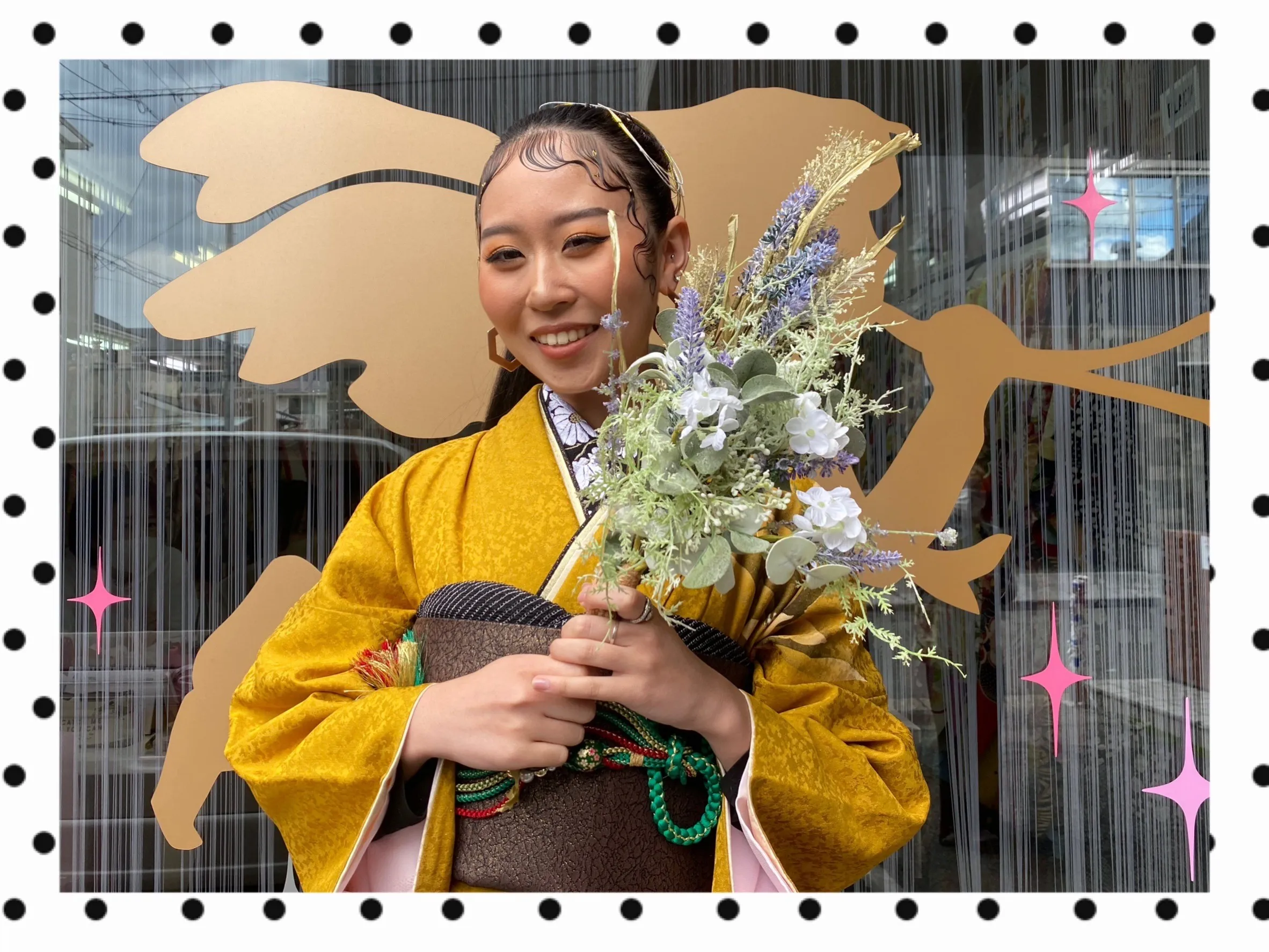 振袖 レンタル 奈良 人気 かわいい 前撮り撮影会 成人式前撮り カラシ 流行り イマドキ ヴィンテージ