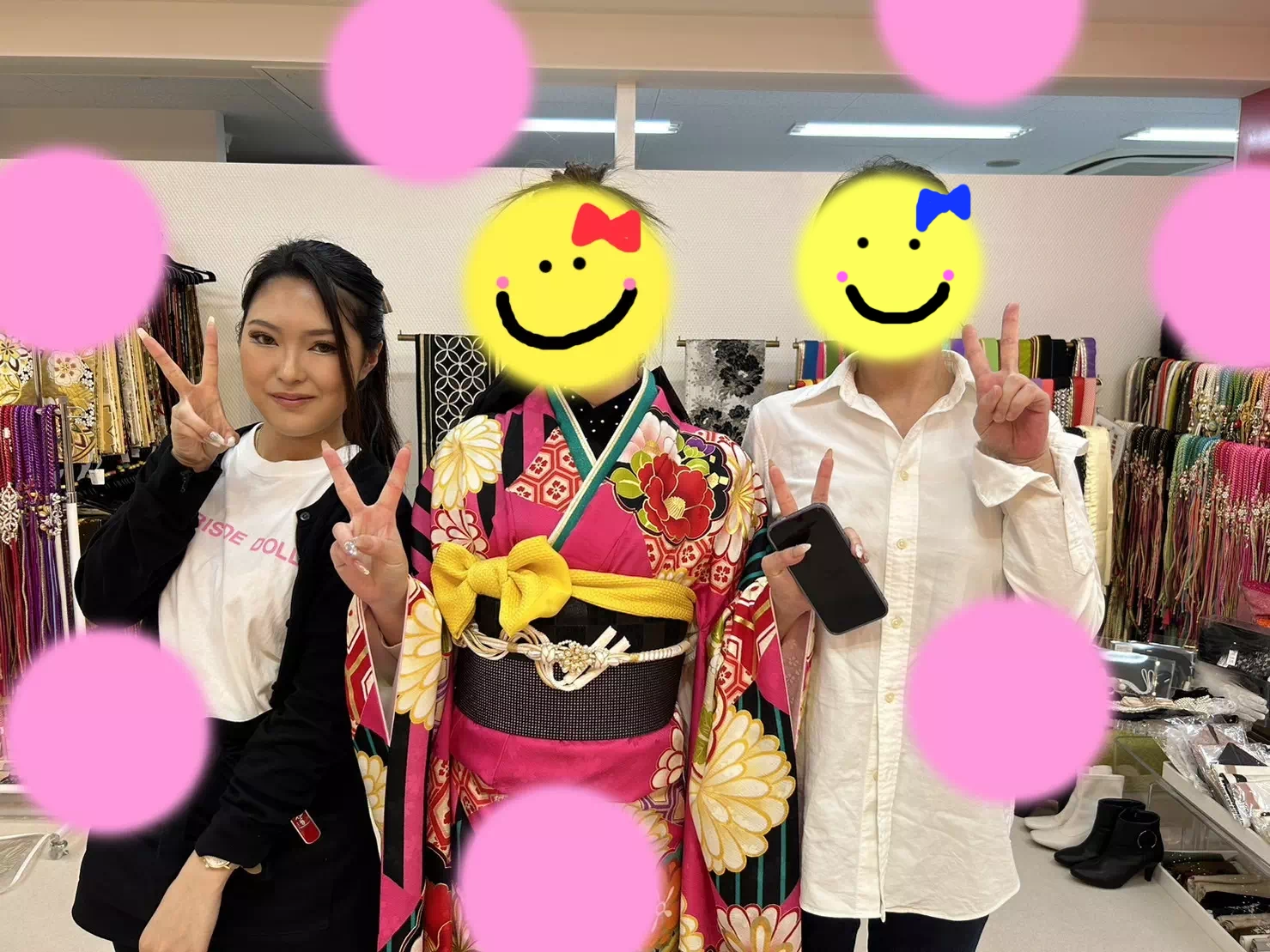 TAKAZEN神戸三宮店 前撮り撮影会 イマドキ カワイイ コディネート 振袖 レンタル 袴 レトロ古典 原色 ピンク 派手 ポップ レトロ
