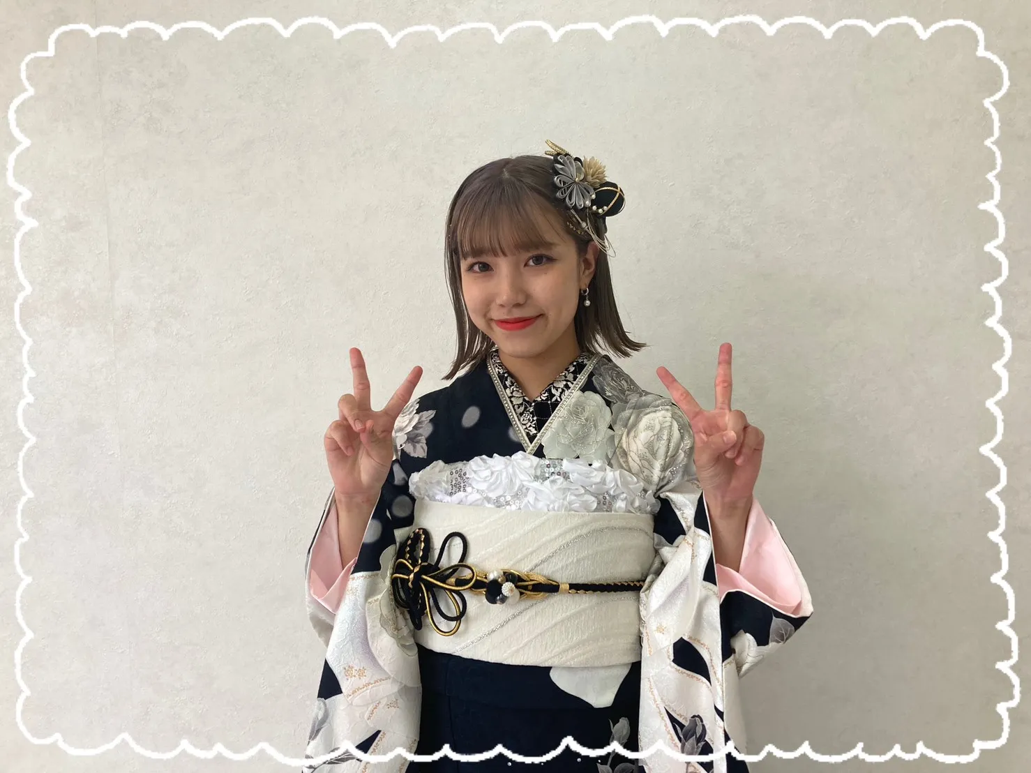 振袖 振袖レンタル 奈良 橿原 白 黒 リボン かわいい イマドキ おしゃれ