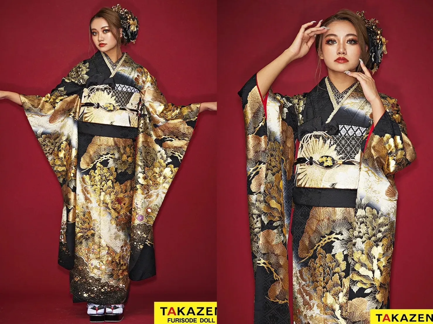 振袖 レンタル 奈良 渋い かっこいい ジャパンモード 黒 金 ゴールド