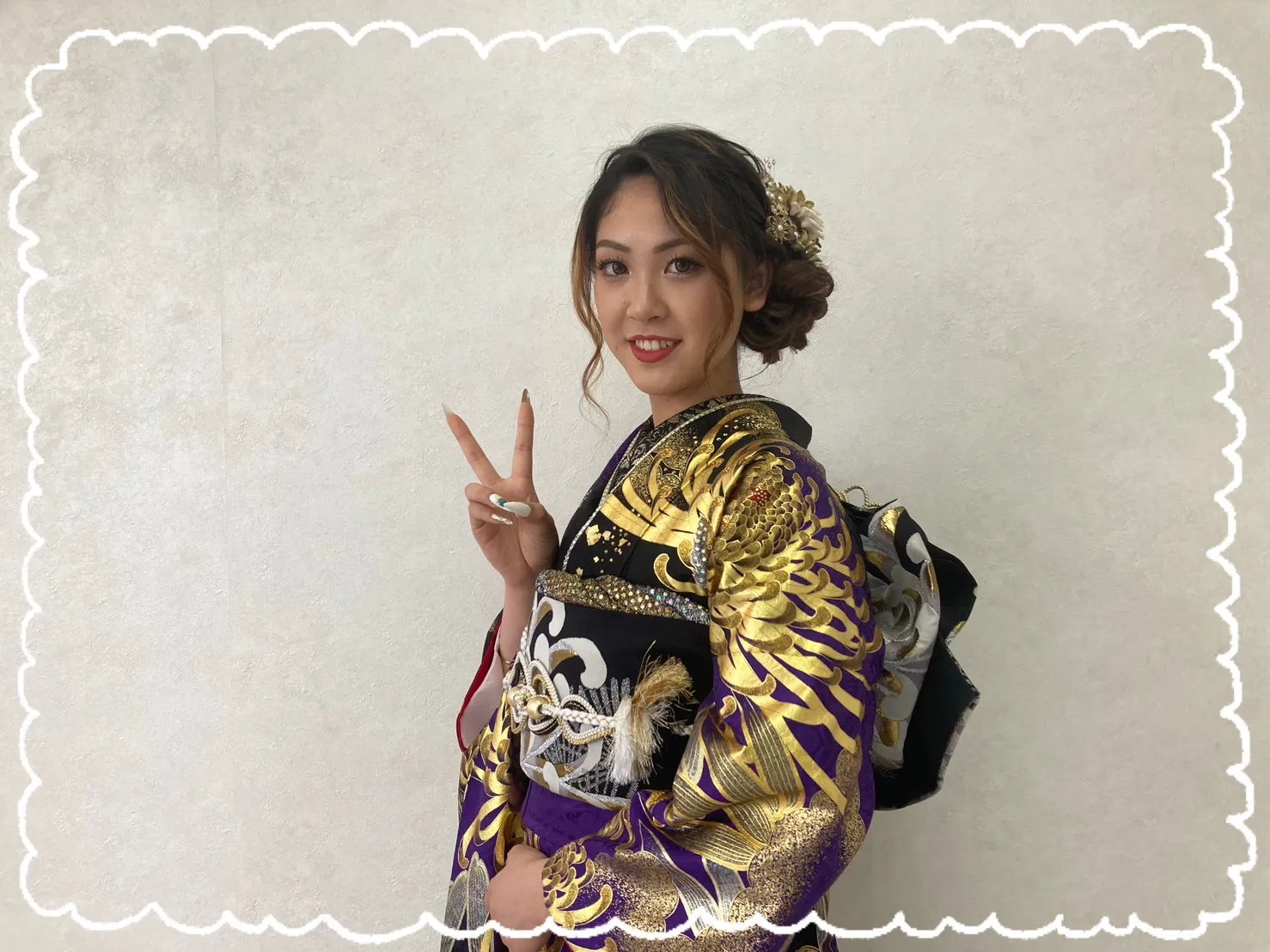 振袖レンタル 奈良 橿原 かわいい おしゃれ 個性派 かわいい かっこいい イマドキ ジャパンモード ゴールド 紫