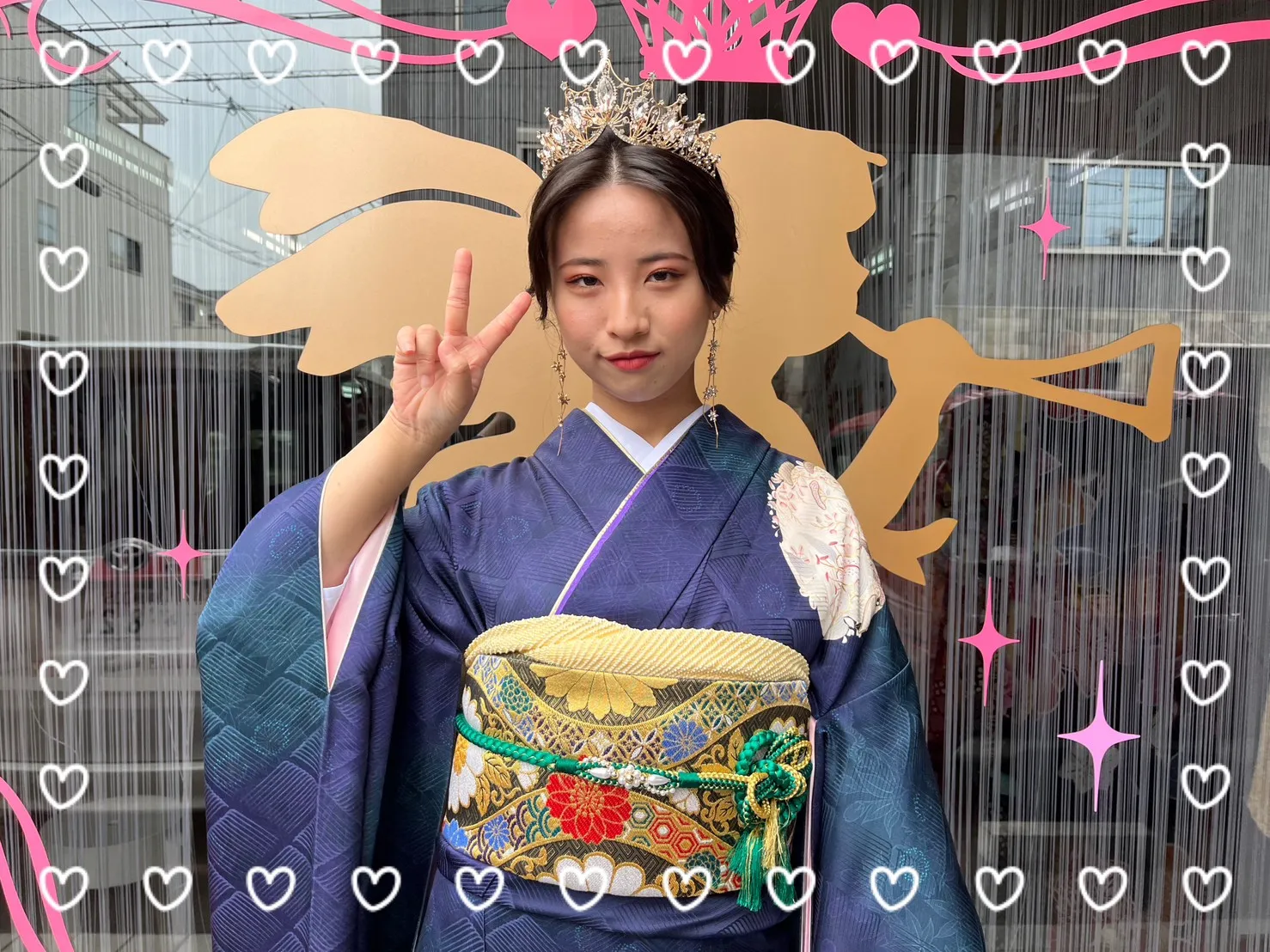 振袖 前撮り撮影会 レンタル 奈良 かわいい オシャレ イマドキ ネイビー ちいぽぽ