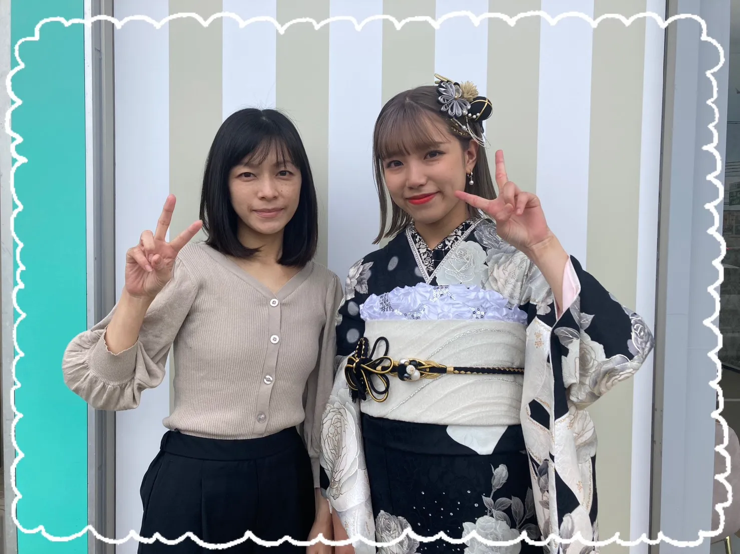 振袖 振袖レンタル 奈良 橿原 白 黒 リボン かわいい おしゃれ イマドキ