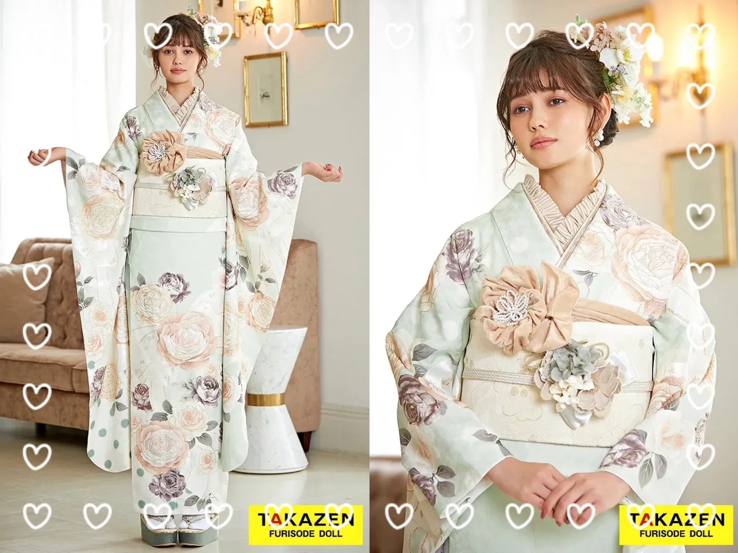 振袖 レンタル 奈良 前撮り撮影会 かわいい グリーン きらきら