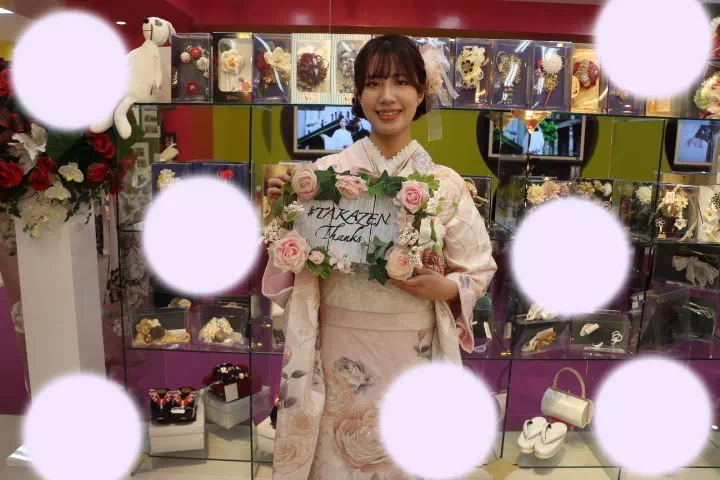 TAKAZEN神戸店　成人式　振袖　レンタル　イマドキ　キラキラ　ヘップバーン　ピンク　前撮り撮影会　