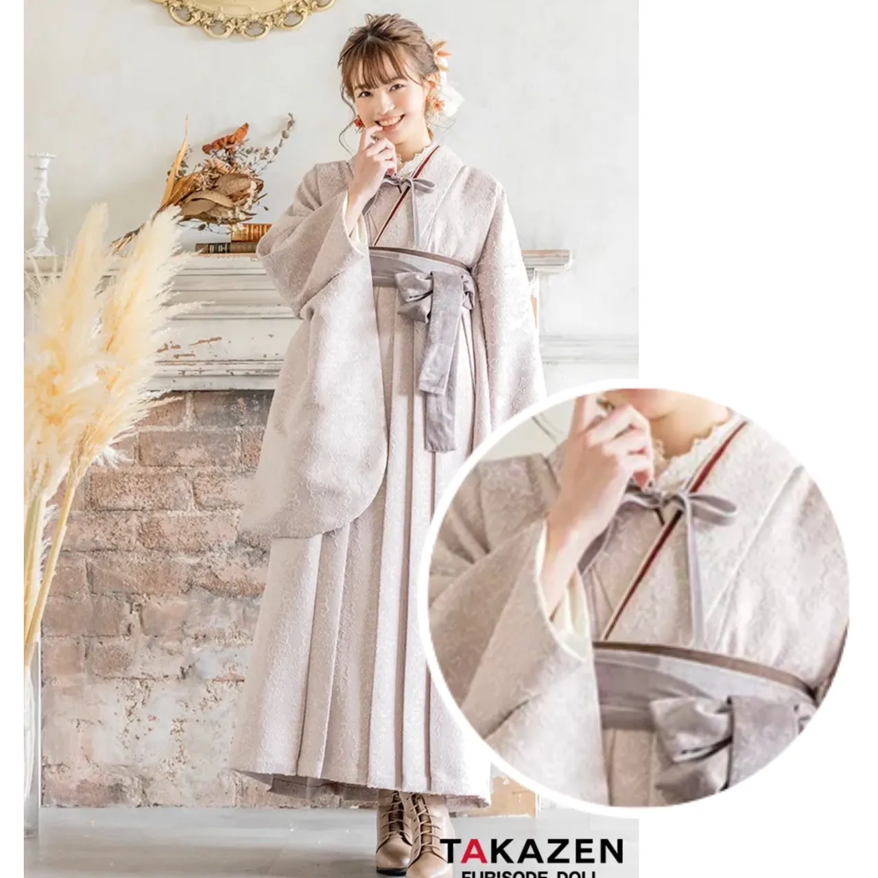 【TAKAZEN橿原店】12日♡衿元のリボンで周りとは一味違うさらに可愛い卒業式袴コーディネートに♡
