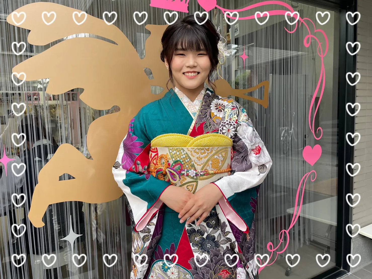 振袖　レンタル　奈良　前撮り撮影会　かわいい　ターコイズブルー　おしゃれ　綺麗
