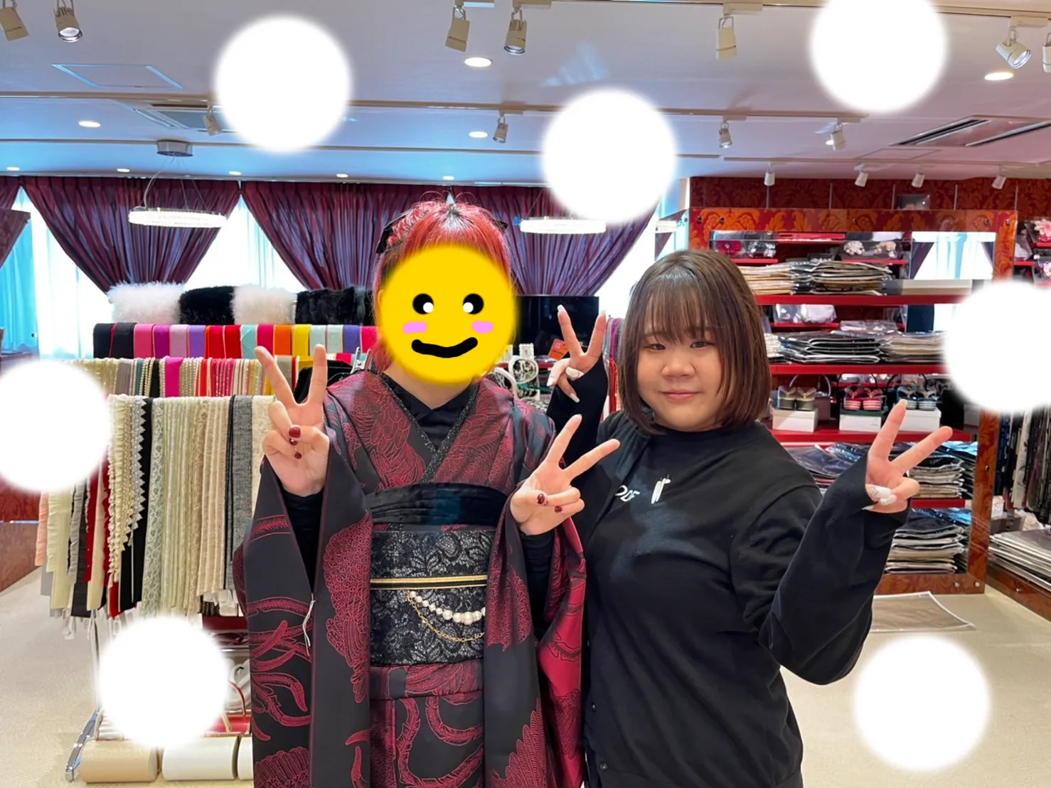 振袖レンタル 個性的 黒地 鳥柄 モダン