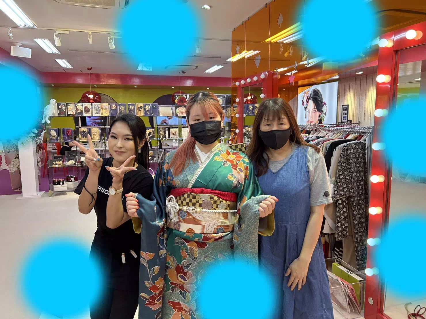 TAKAZEN神戸三宮店　前撮り撮影会　イマドキ　カワイイ　コディネート　振袖　レンタル　くすみ　派手　キラキラ　かわいい　おしゃれ　イマドキ　成人式