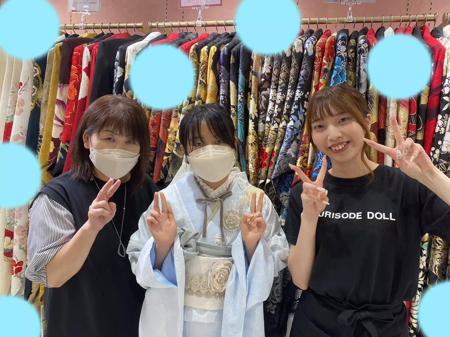【TAKAZEN姫路店】♡19日 新作!立体花のデザインが可愛い!ジャガード生地が特徴的な2025年成人の水色ミニョンのお振袖姫ちゃん♡