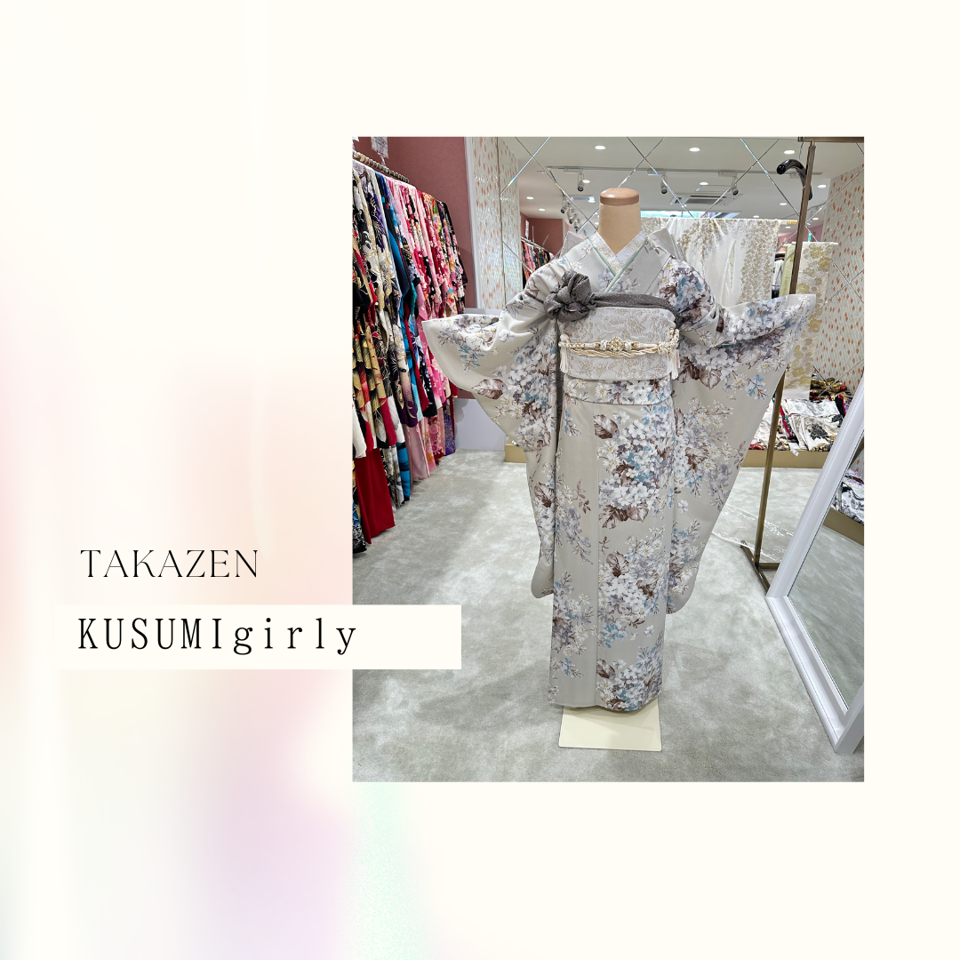 【TAKAZEN姫路店】くすみカラーが可愛い！小ぶりのお花が大人っぽいお振袖ご紹介