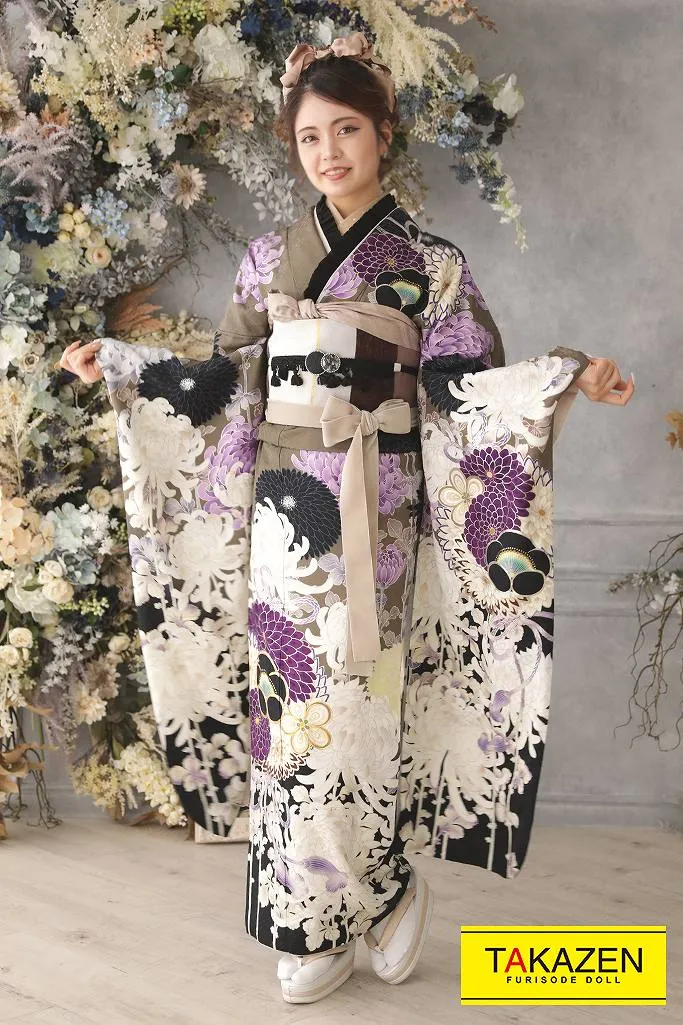 中村里砂 振袖 オレンジ ヴィンテージ 華やか 人気