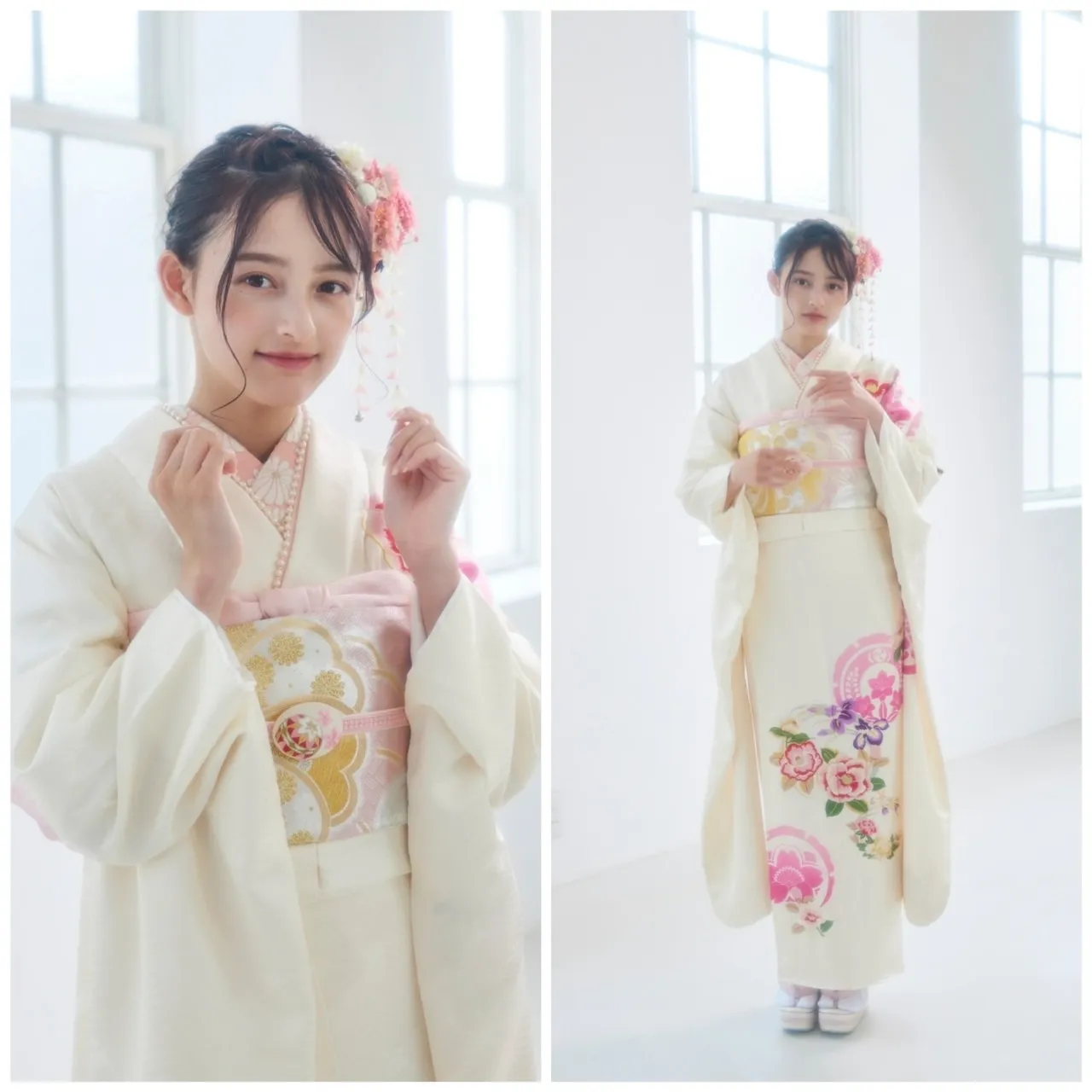 大峰ユリホ くすみカラー TAKAZEN タカゼン かわいい イマドキ ヘアアレンジ オシャレ 淡色 振袖 袴 レンタル 前撮り 古典