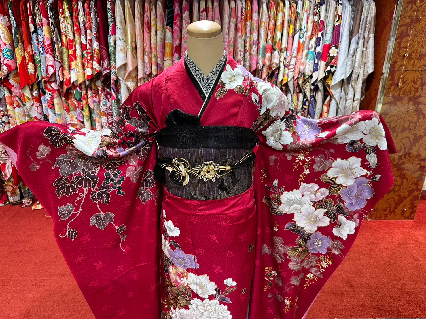 みちょぱ 振袖 レンタル 新作 シンプル かわいい イマドキ 古典 ヴィンテージ 黒 梅田 大阪
