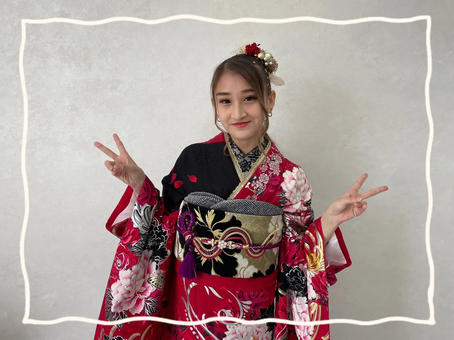 振袖レンタル 奈良 橿原 かわいい おしゃれ 個性派 かわいい かっこいい 赤