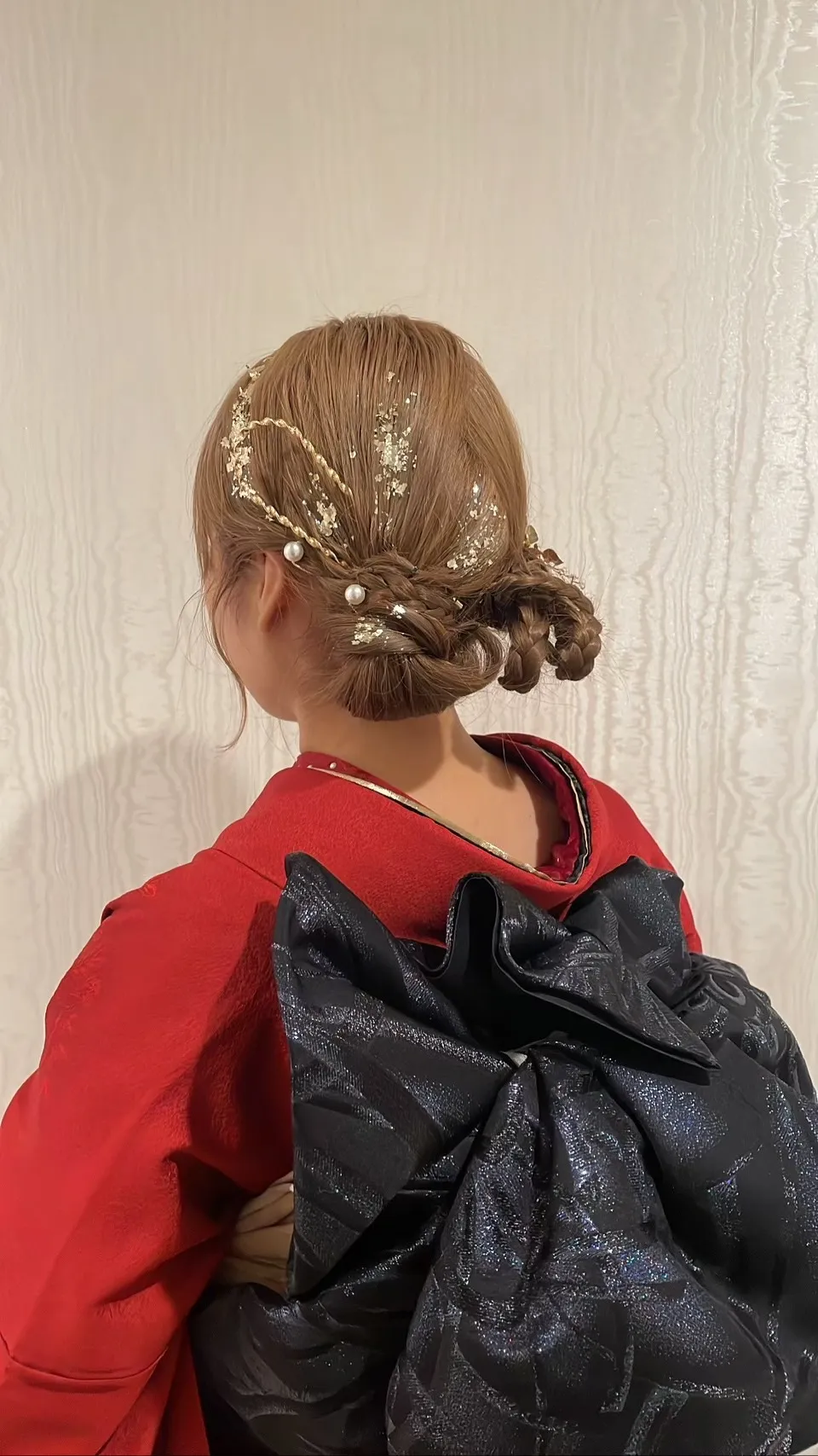 前撮り ヘアアレンジ 個性派 かわいい オシャレ かっこいい 水引き 金箔 リボン 髪飾り 大阪 梅田