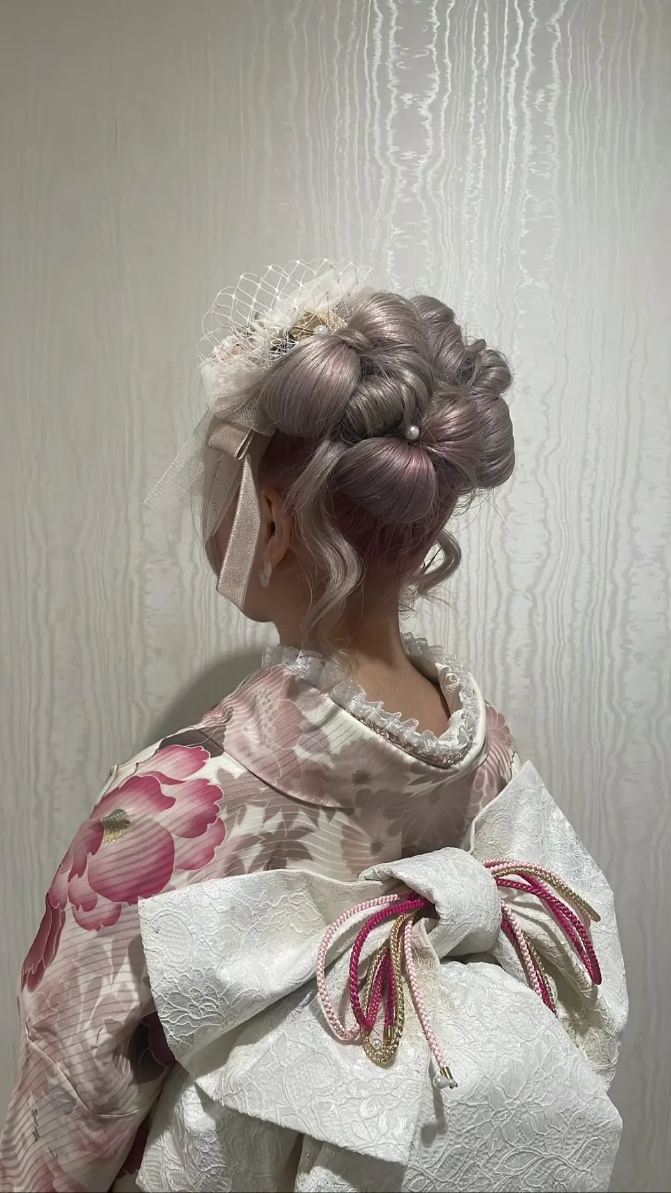 前撮り ヘアアレンジ 個性派 かわいい オシャレ かっこいい 水引き 金箔 リボン 髪飾り 大阪 梅田