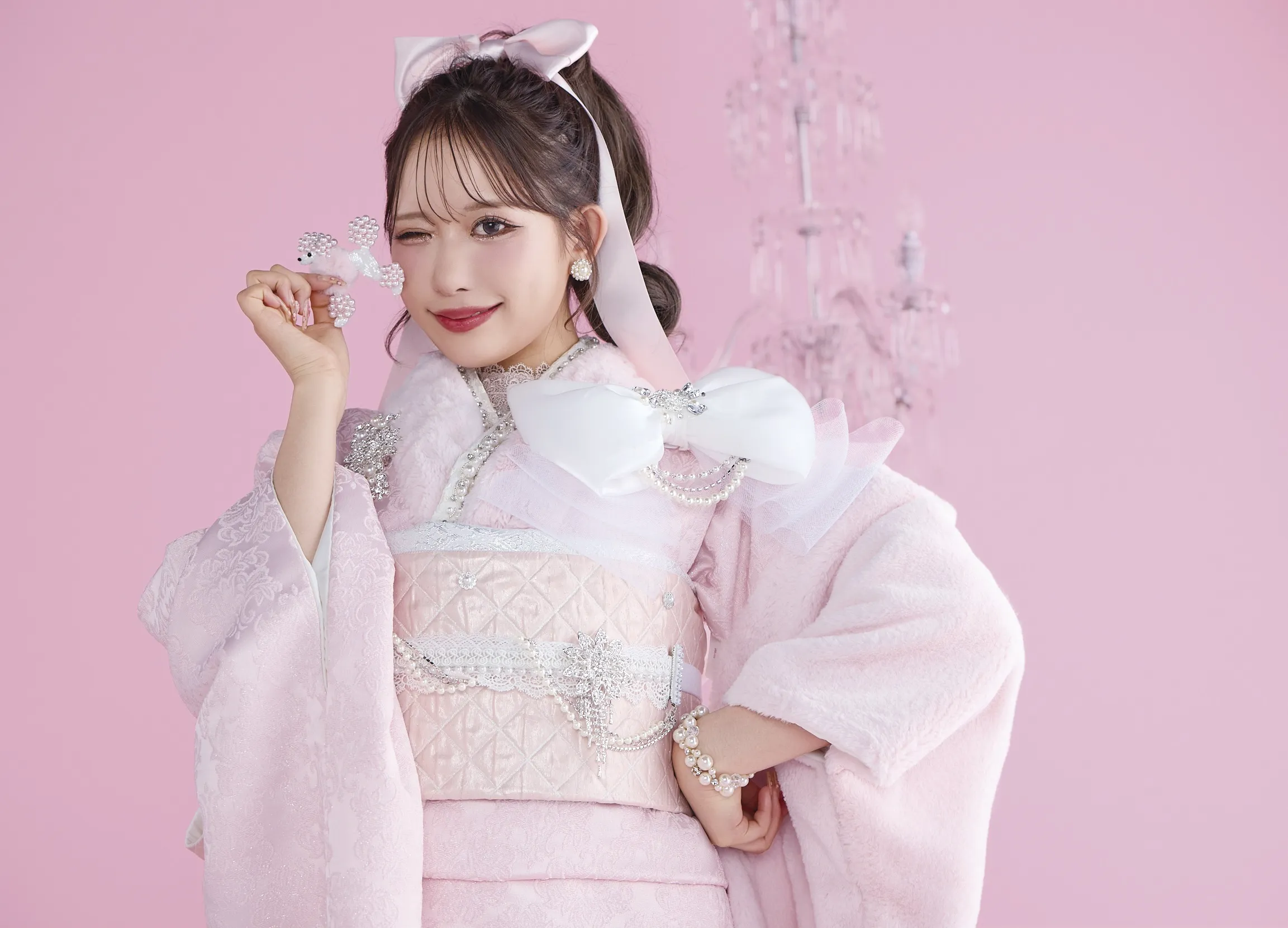 成人式振袖レンタル　シュシュ　ふわふわ振袖かわいい