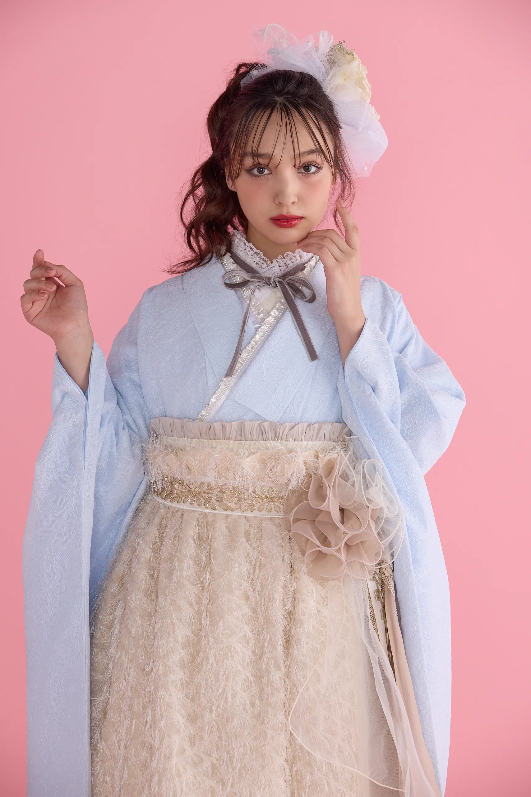 卒業式袴レンタル　お洒落　かわいい　水色