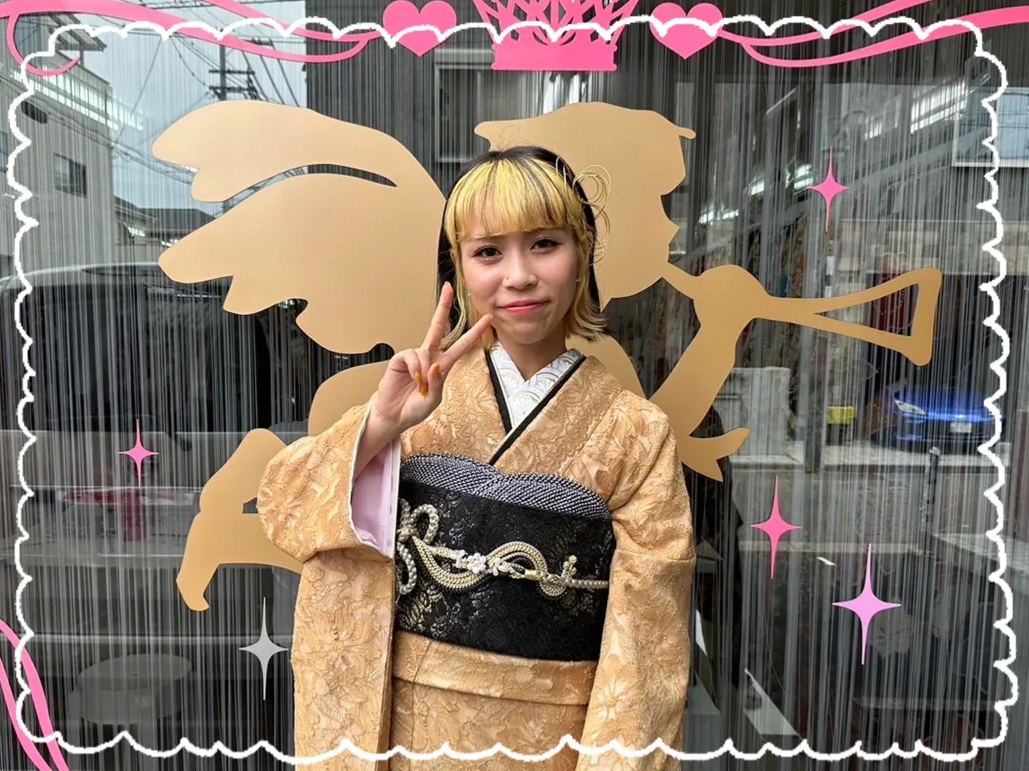振袖 レンタル 奈良 人気 かわいい 前撮り撮影会 成人式前撮り ベージュ レース振袖