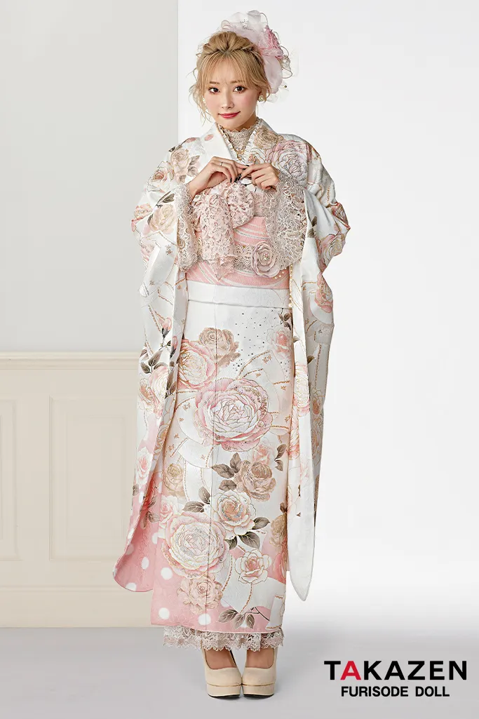 2024　2025　成人式　振袖レンタル　レース　最新小物　CHANELカラー　ヘップバーン　可愛い　キラキラ　ガーリー　女の子　ピンク