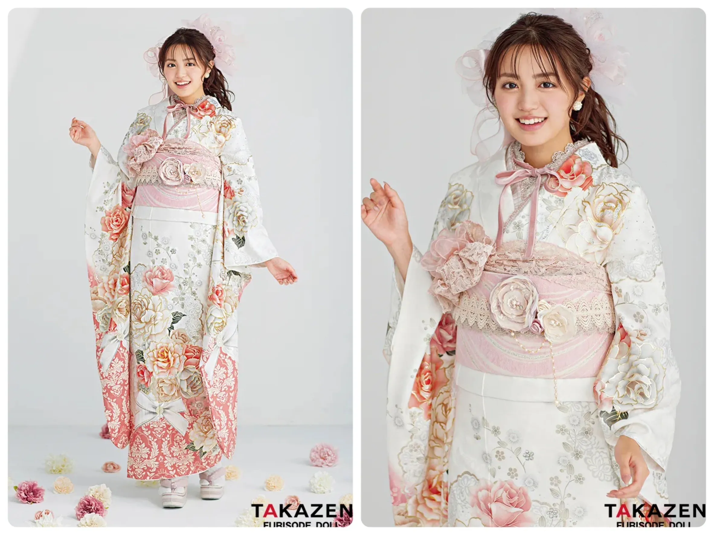 振袖 レンタル 奈良 可愛い オシャレ ヘップバーン ピンク 白