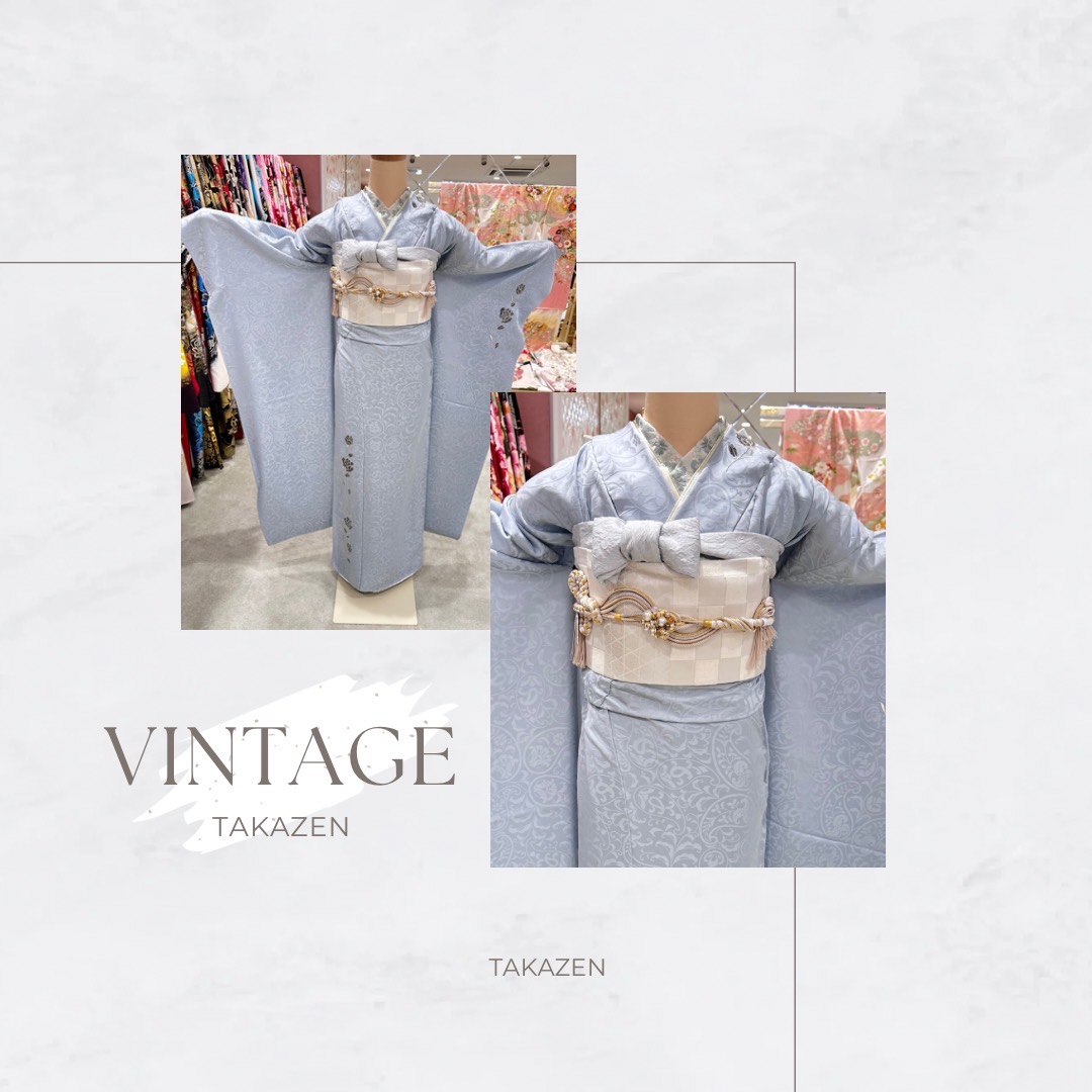 【TAKAZEN姫路店】♡15日 個性派さん・単色好きさん必見!シンプル水色ヴィンテージ振袖のご紹介!♡