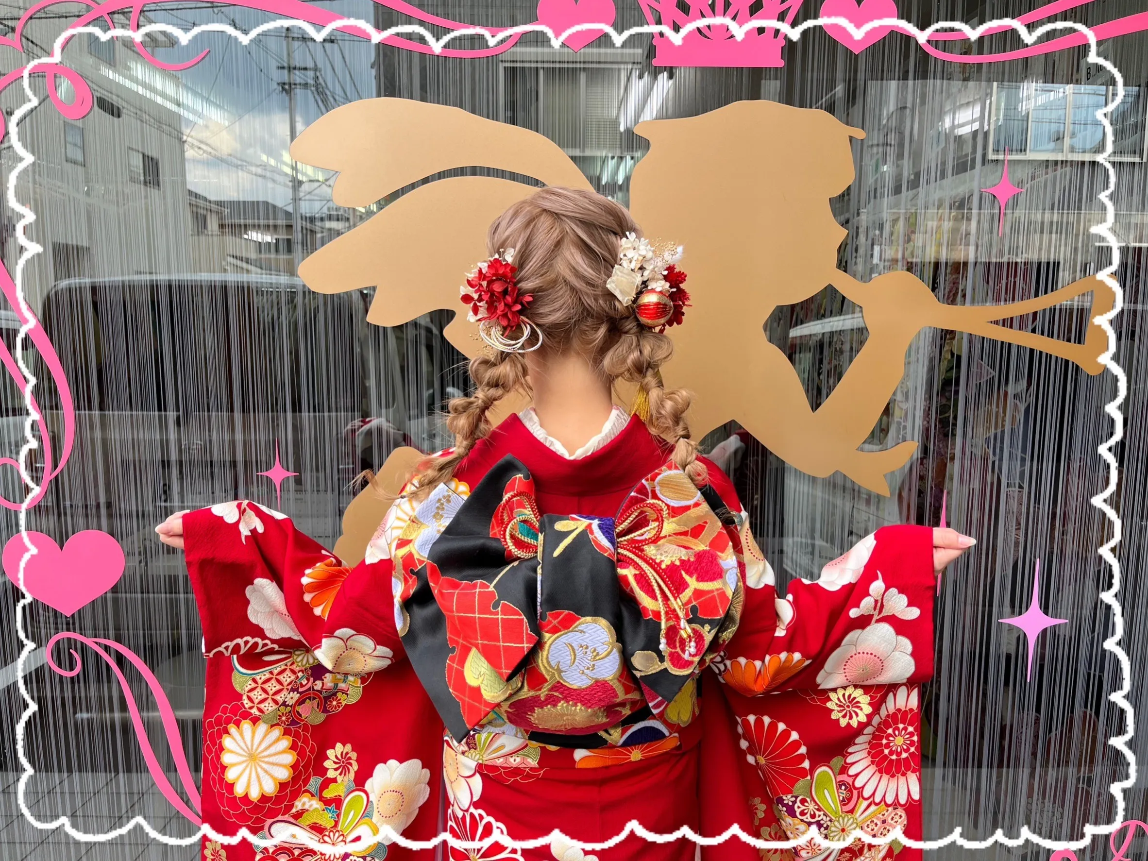 成人式 振袖 前撮り撮影会 可愛い 赤 古典柄
