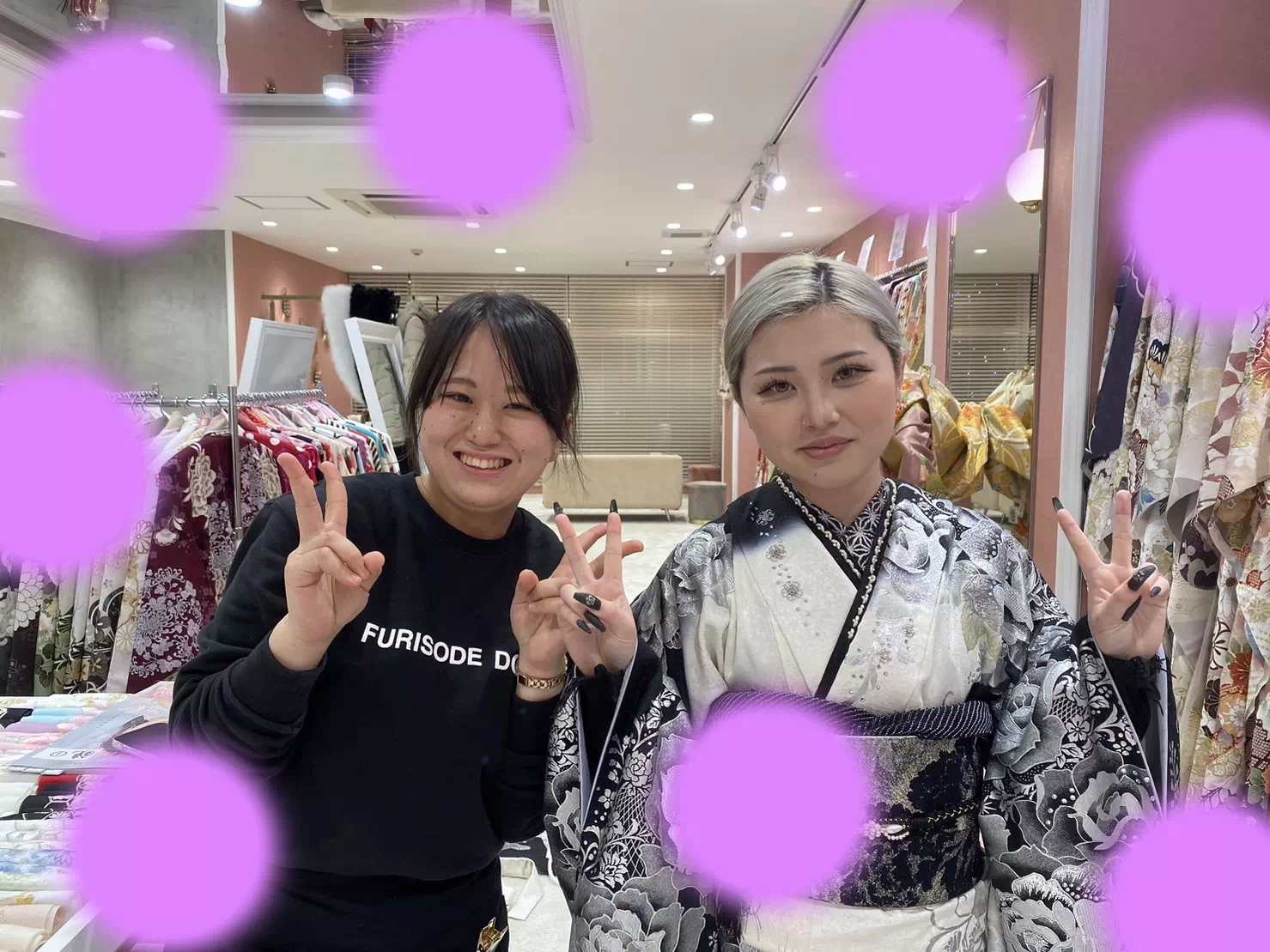 【TAKAZEN姫路店】♡15日 黒×シルバーのド派手で可愛い薔薇柄のお振袖の姫ちゃん♡