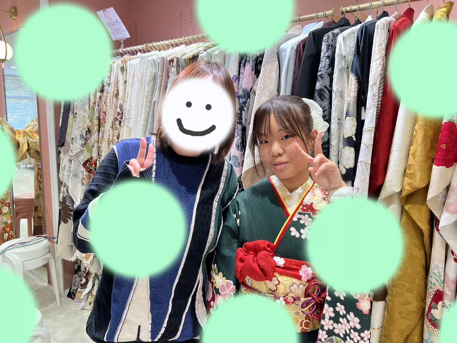 【TAKAZEN姫路店】♡25日　流行りのグリーン地に色鮮やかな王道古典柄が目を惹く高砂市の振袖レンタルの姫ちゃん♡