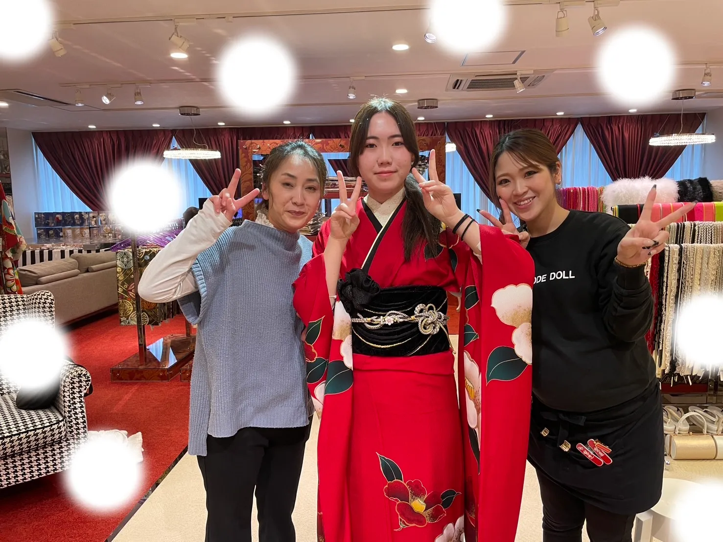 成人式 赤無地 梅田