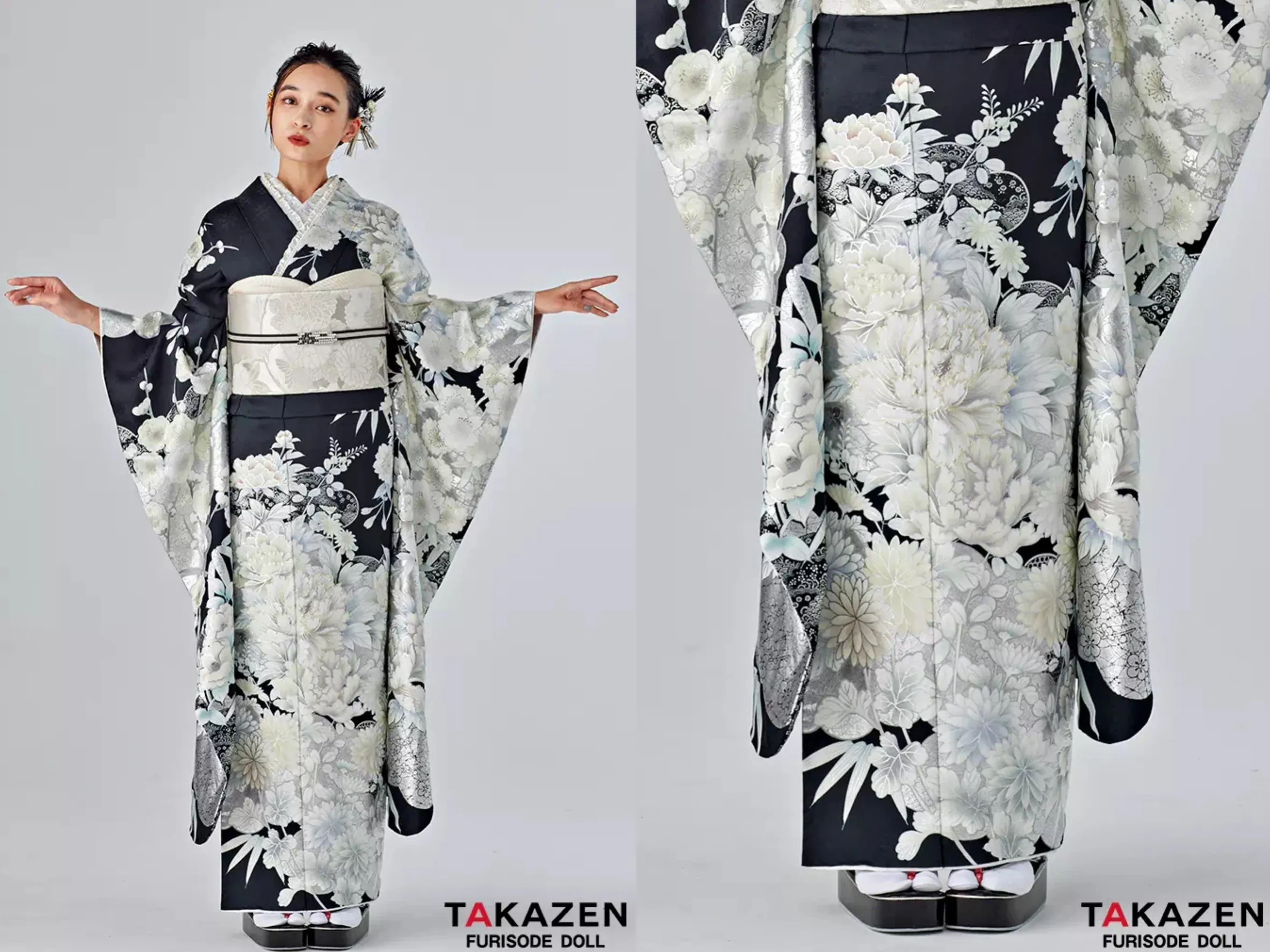 振袖 レンタル 奈良 正統派古典 安い かわいい かっこいい 黒 白 シルバー 牡丹 大人っぽい 粋 華やか シック
