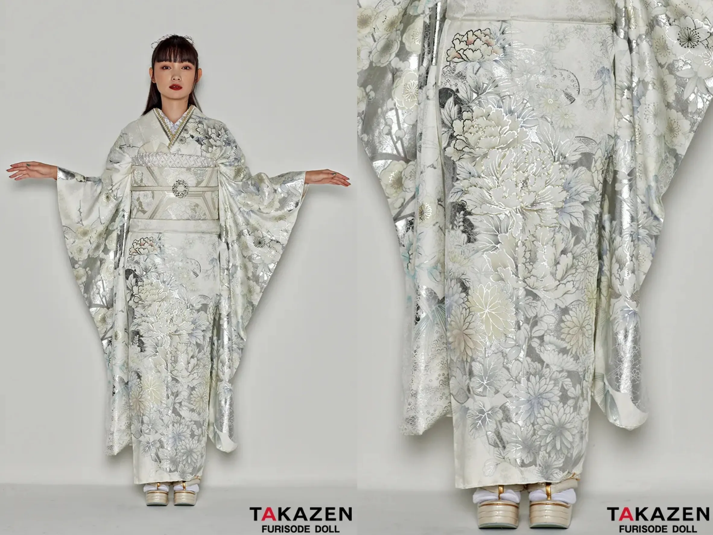 振袖 レンタル 奈良 安い 最新作粋古典 白/シルバー/真っ白 牡丹柄 艶やか 綺麗 透明感のある振袖 エレガント