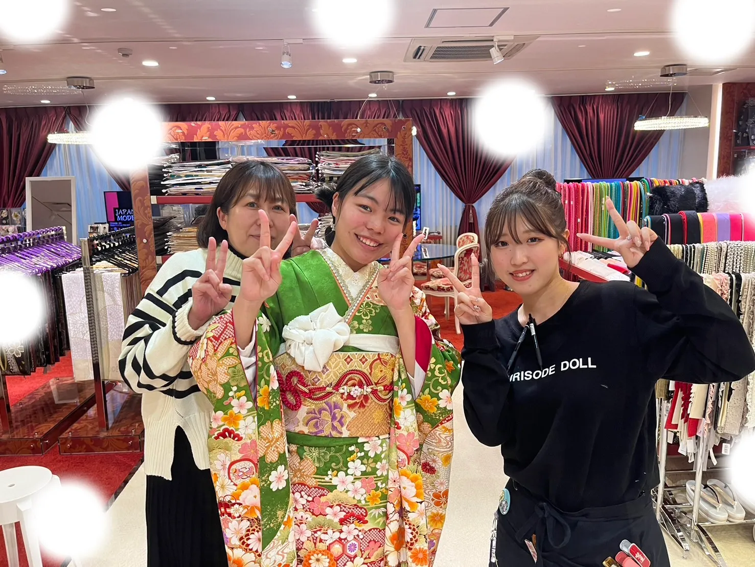 成人式 緑色振袖 梅田