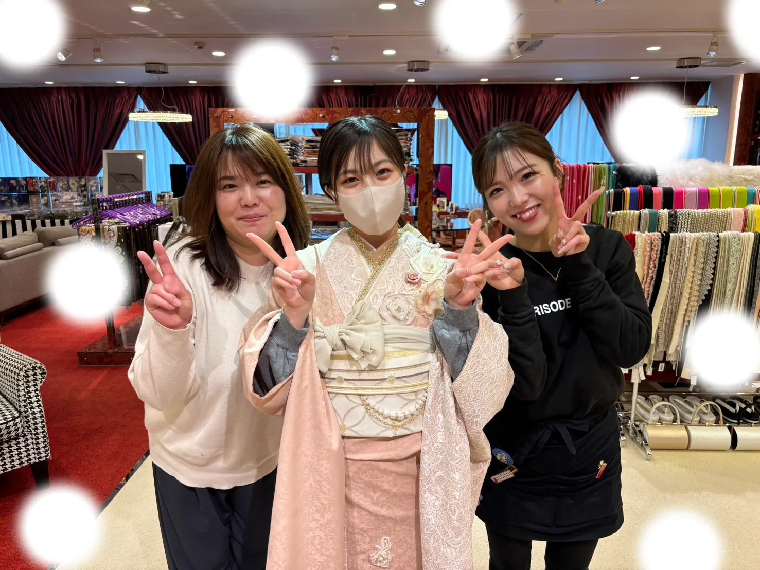 成人式 ピンク振袖 レトロ 梅田